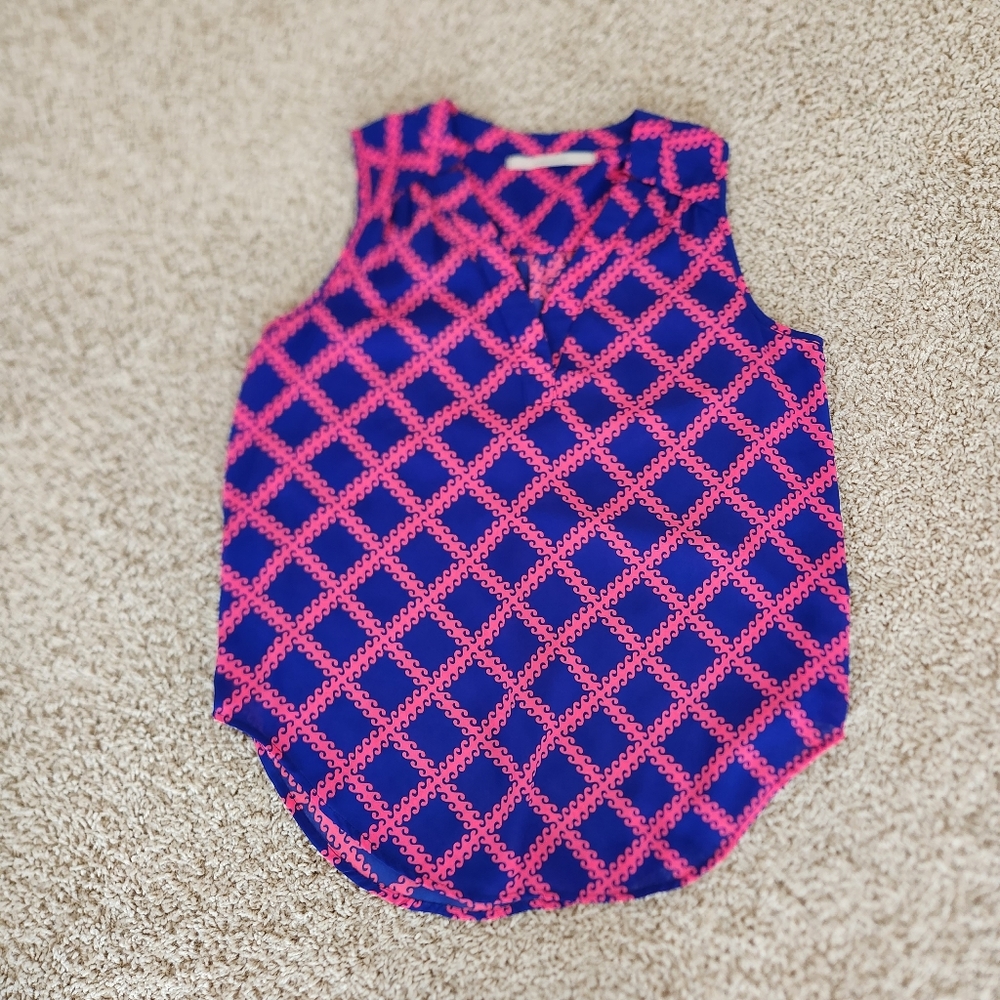 41 Hawtorn Stitch Fix Blouse Blue Pink Top sz.S
